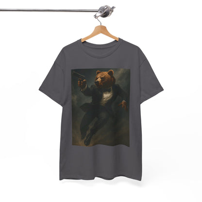 Spy Bear Graphic Tee, Unisex Heavy Cotton Shirt, Cool Casual Wear, Unique Gift for Animal Lovers, Perfect for Parties