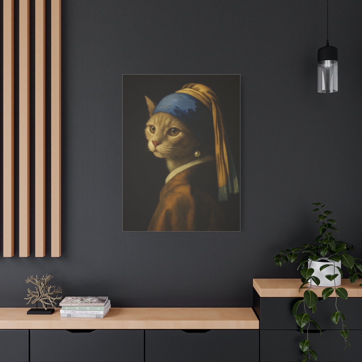Girl with the Pearl Earring, Cat Art, Wall Decor, Fine Art, Home Decor, Animal Lover Gift