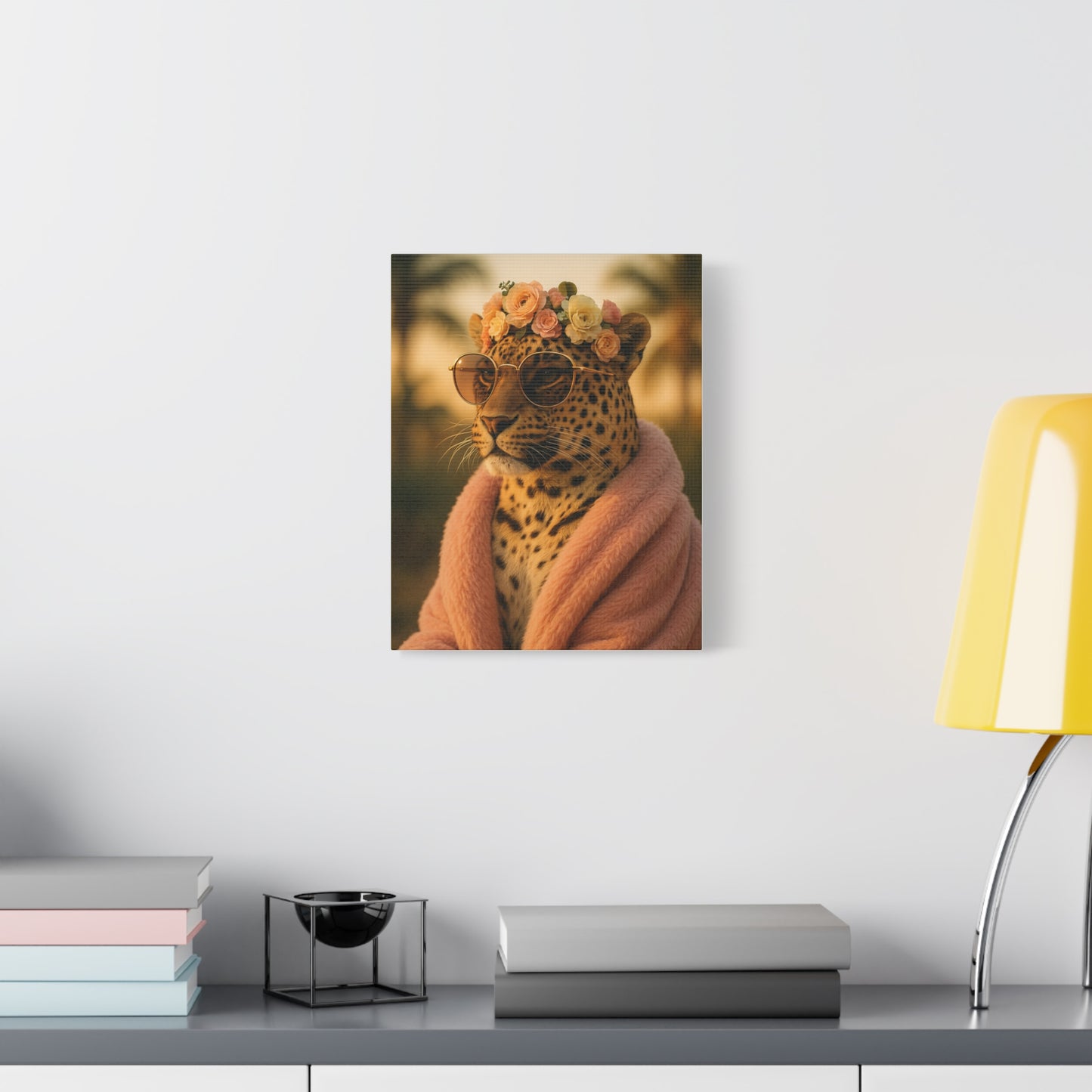 Canvas Print, Leopard Artwork, Whimsical Wall Decor, Home Decor Gift, Animal Lover Gift, Floral Leopard Painting, 1 25 inch Canvas Print