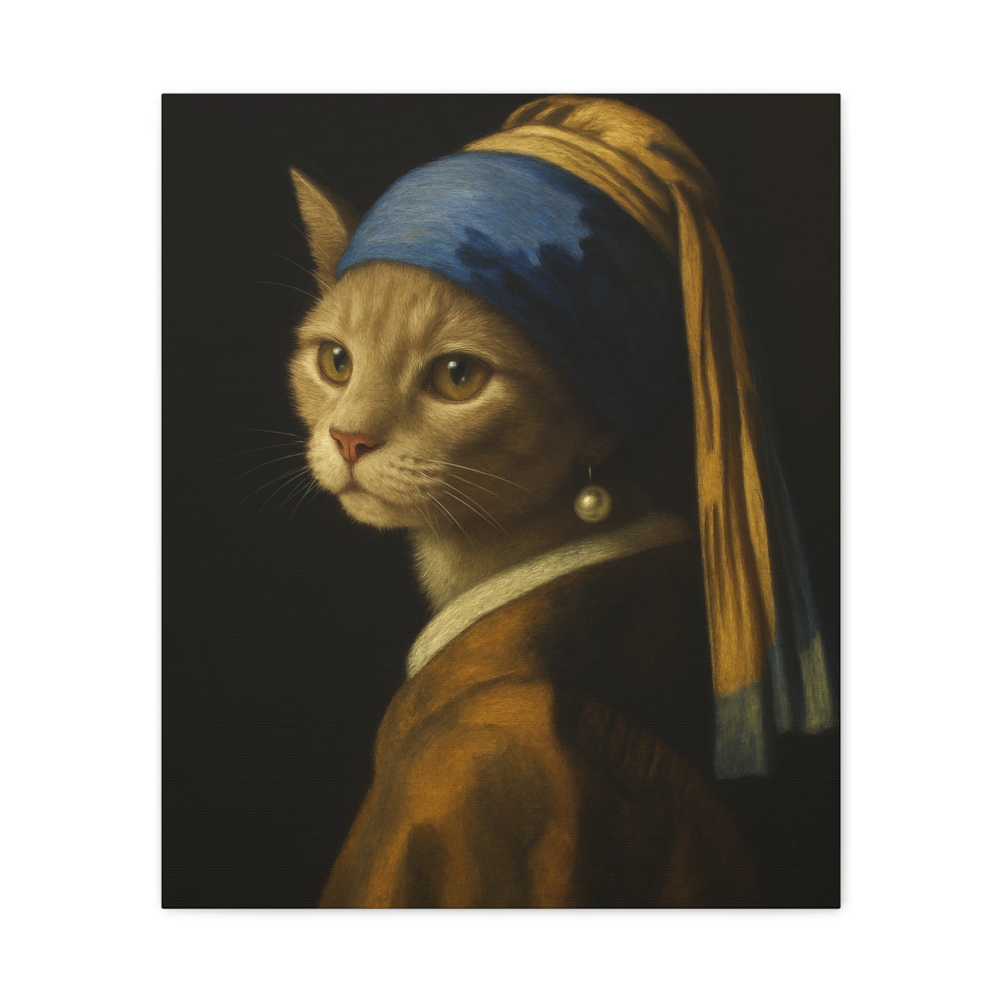 Girl with the Pearl Earring, Cat Art, Wall Decor, Fine Art, Home Decor, Animal Lover Gift