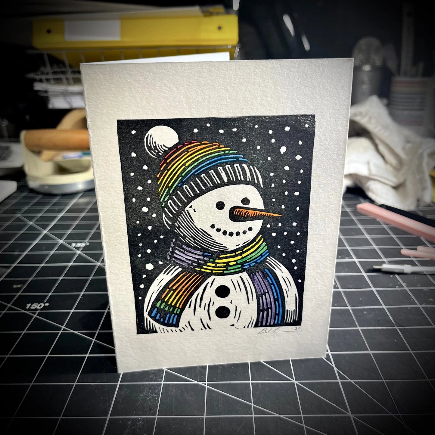 Frosty's Gay Apparel Holiday Card | LINOCUT CARD