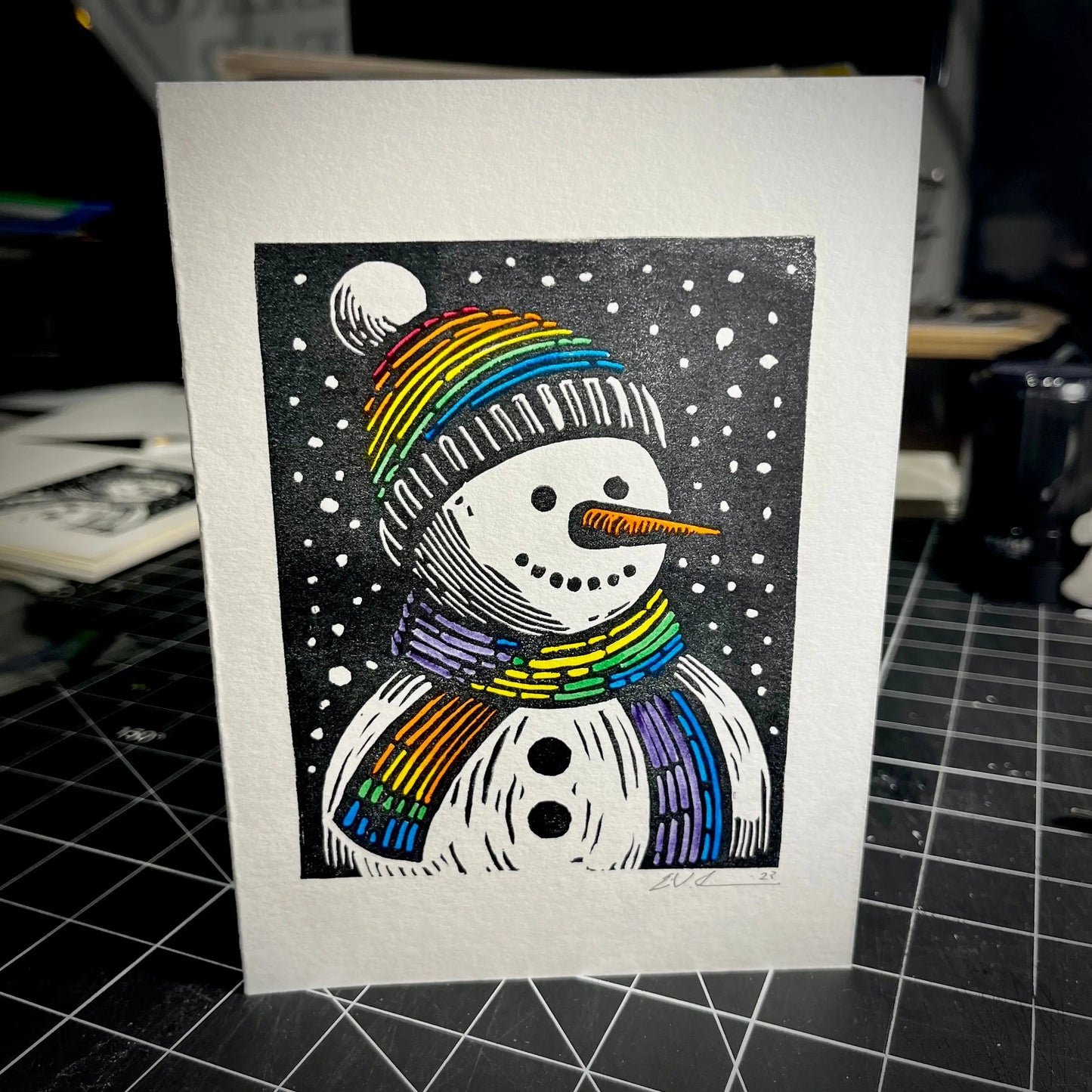 Frosty's Gay Apparel Holiday Card | LINOCUT CARD