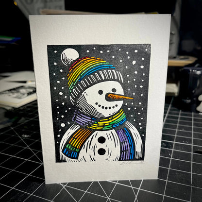 Frosty's Gay Apparel Holiday Card | LINOCUT CARD