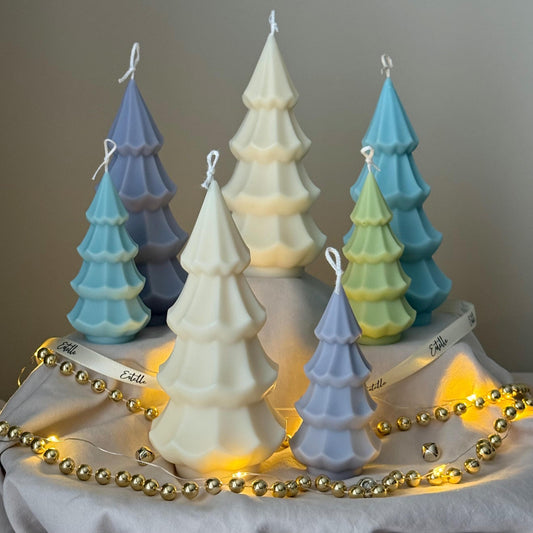 Handmade Ribbed Christmas Tree Candle: Soy Wax Holiday Decor