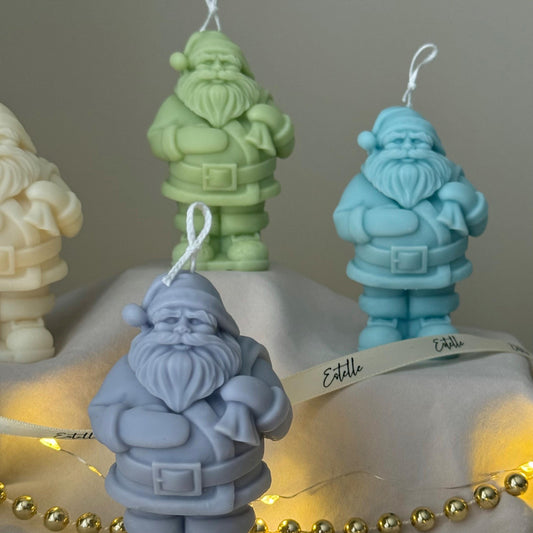 Hand Poured Santa Soy Candle: Christmas Decor Gift