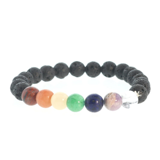 Black Lava Chakra Bracelet - 8mm